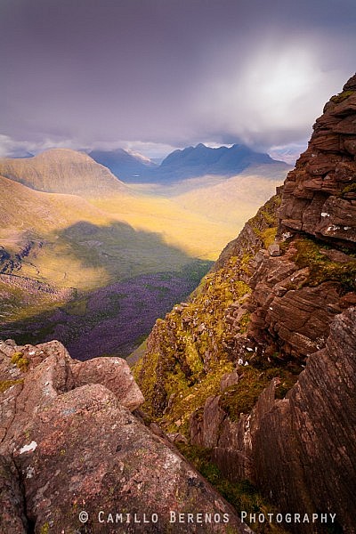 Liathach is possibly the most difficult mountain in Torridon to bag. Its ridge is exposed and should provide some great scrambling opportunities. I have yet to climb it! Here it can be seen in late afternoon light from the slopes on Beinn Alligin.