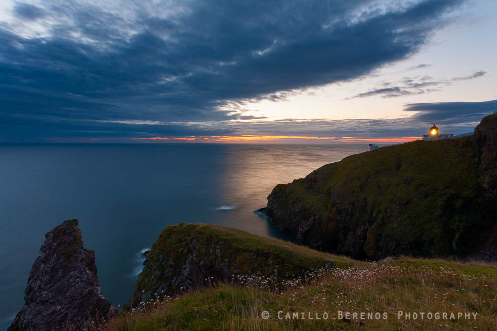 The coastline at St Abbs head is truly spectacular. Its steep cliffs provide excellent viewpoints to look out over the crystal clear North Sea water, and are the nesting grounds for countless seabirds. Here the lighthouse can be seen perched on the cliffs in the blue hour before sunrise.