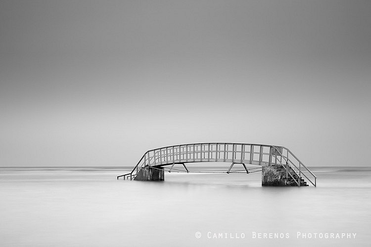 Belhaven bridge on a foggy day. The Bass rock is normally prominently visible from this angle, but here remains well hidden by the ethereal foggy conditions.